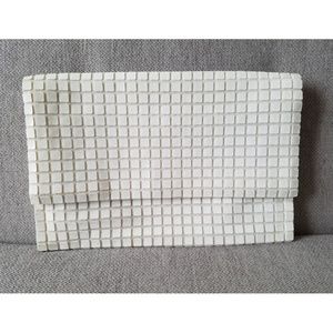 Large vintage white tile clutch